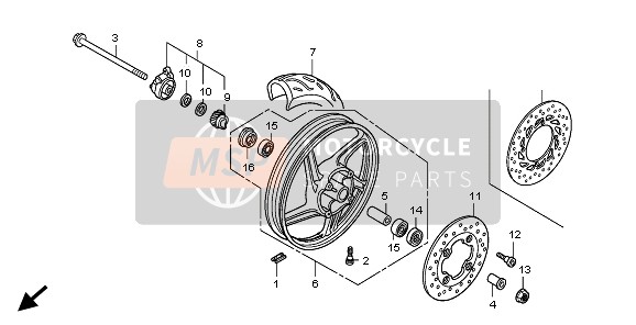 Honda SH125D 2009 FRONT WHEEL for a 2009 Honda SH125D